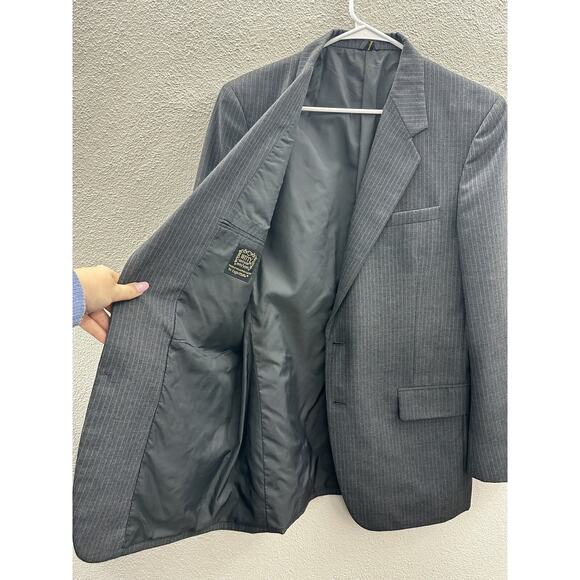 Witty Brothers Mens Suit Coat Size Unknown Gray Pinstripe Two Button Up - Picture 3 of 11